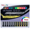 Pentel Пастель масляная в картоне, флуоресцентная 6 цв. + металлик 6 цв. 12 цв. PHN-MF12 Фото 2.
