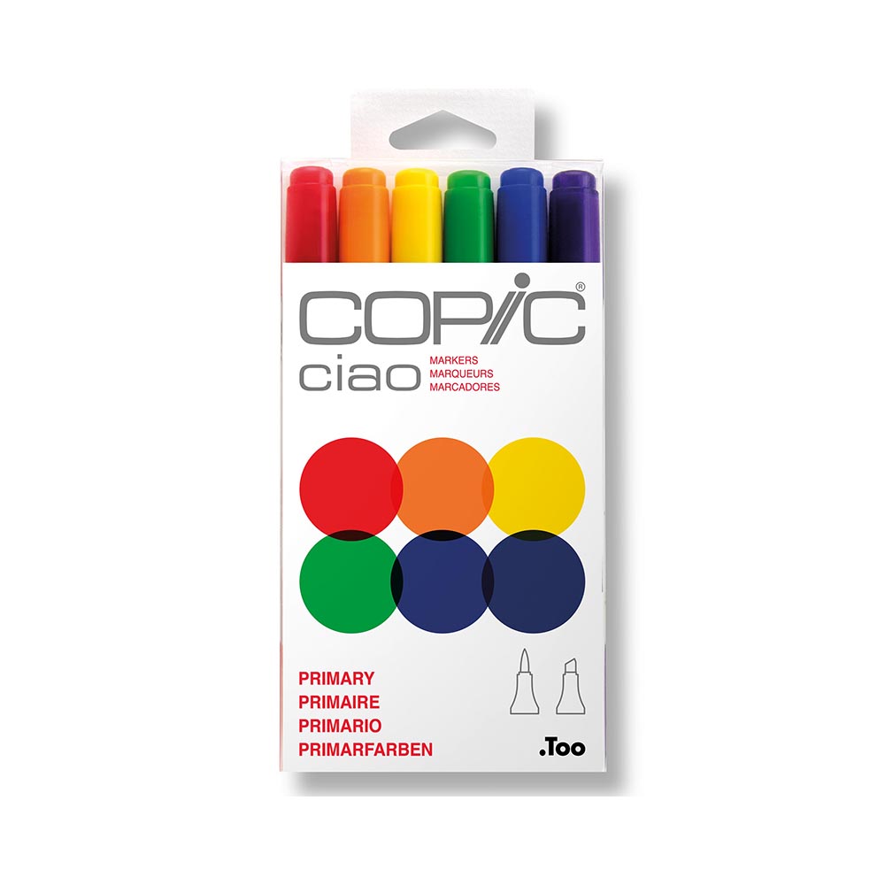 Copic Ciao набор маркеров 1-8 мм 6 цв. кисть/перо скошенное 22075661 стартовый Фото 1.