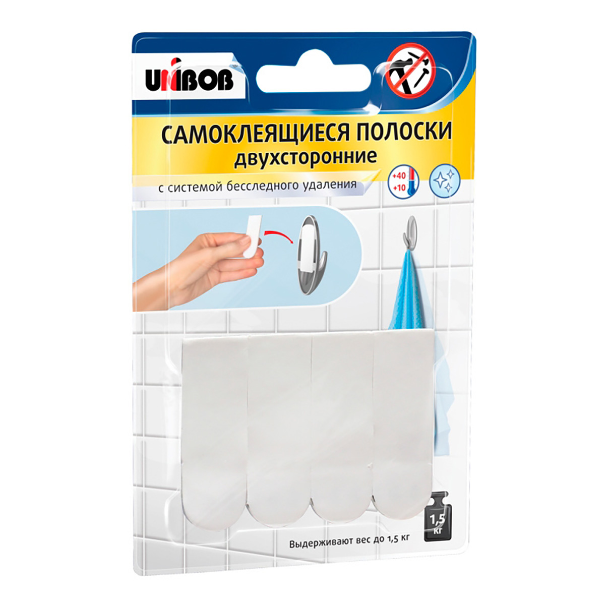Unibob Полоски для плакатов двусторонние самоклеящиеся белый 49003 Фото 1.