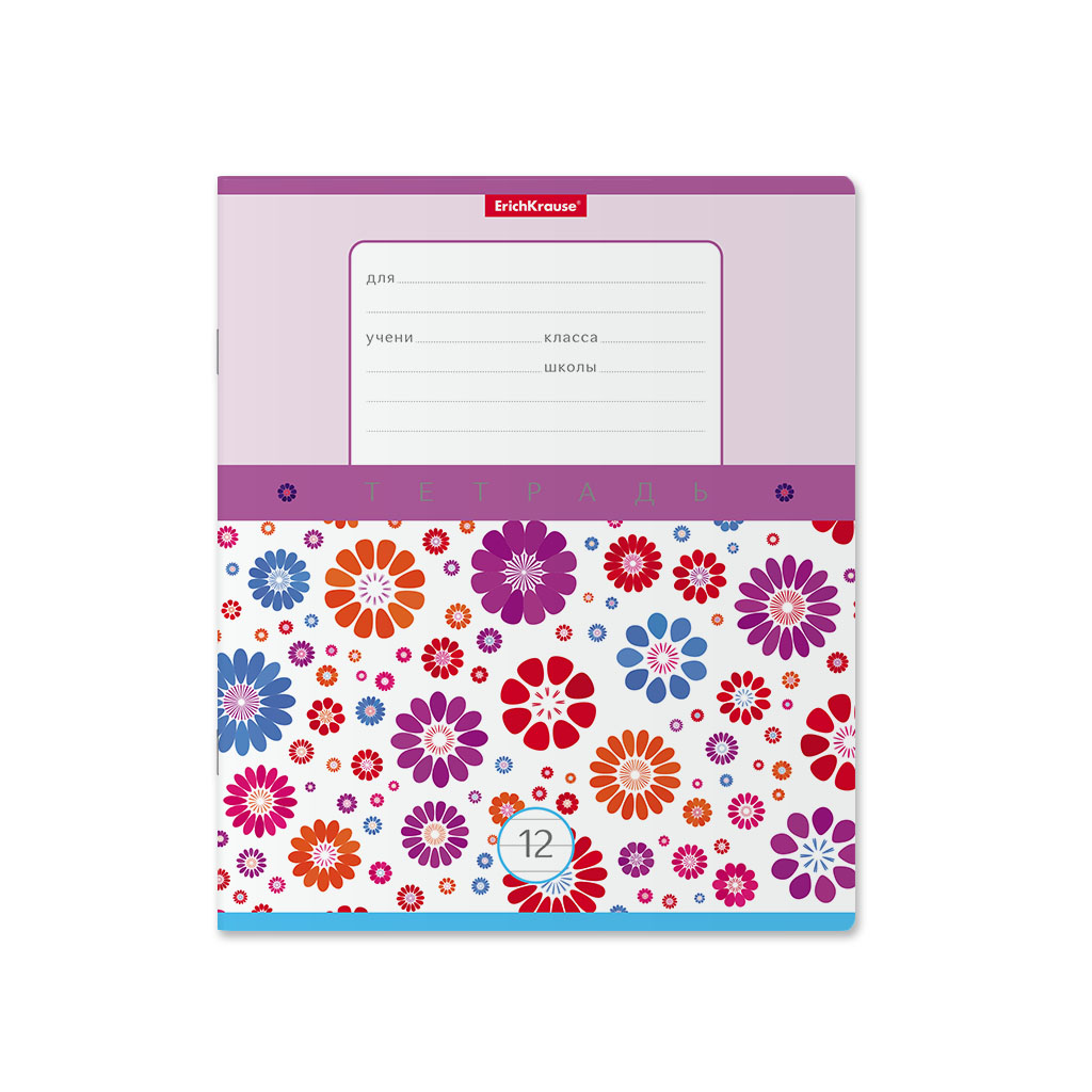 ErichKrause 48819 Тетрадь Floral Print A5+ 170х203 мм 12 л. на скрепке 60 г/кв.м линия Фото 5.