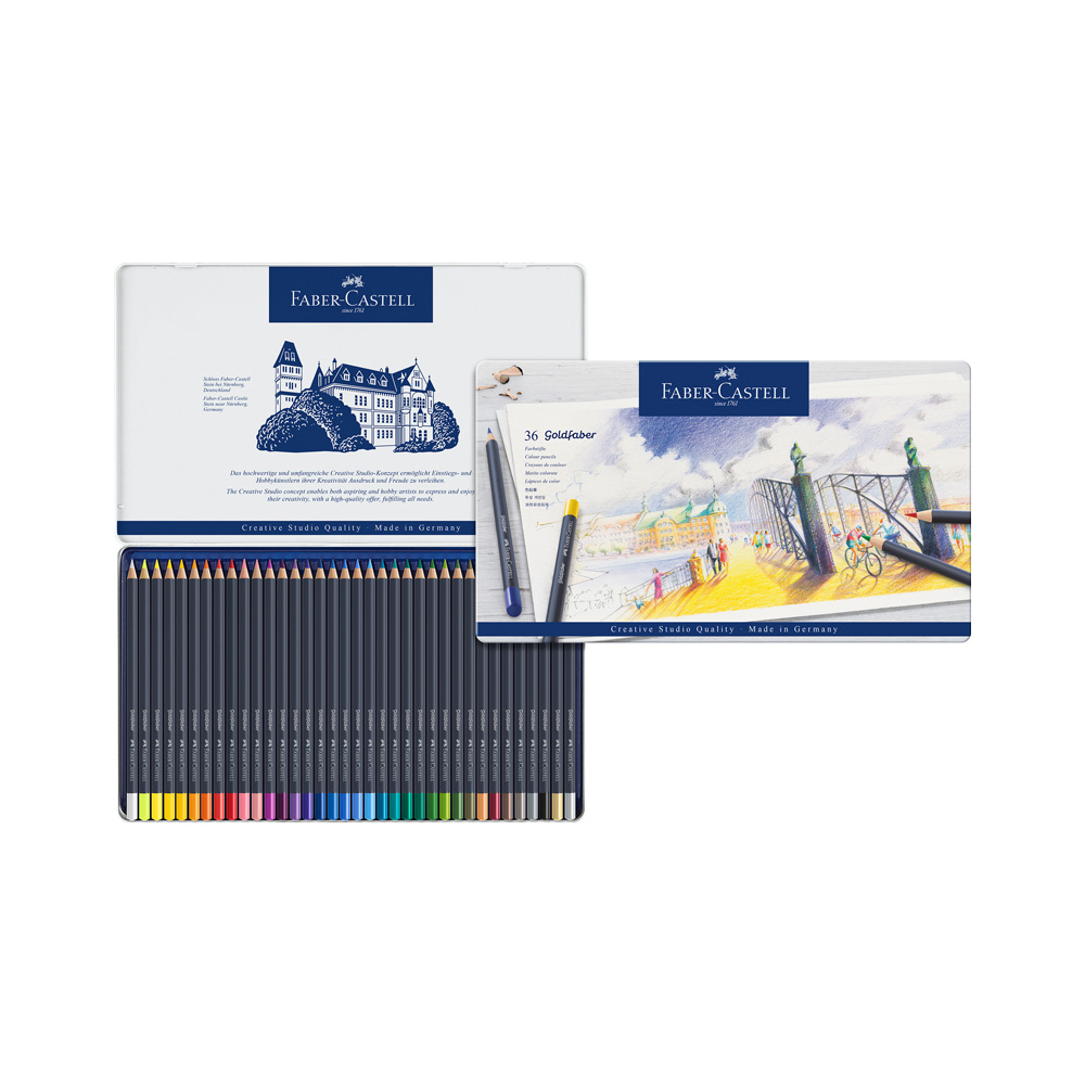 Faber Castell Набор цветных карандашей Goldfaber 36 цв. 114736 36цв., круглые, заточен., метал. коробка Фото 3.