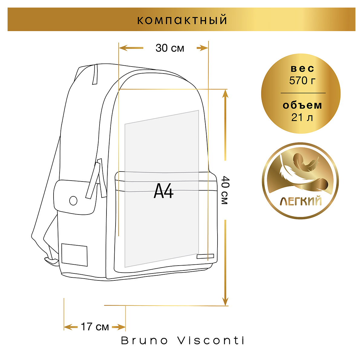 Bruno Visconti Рюкзак молодежный ЛИСИЙ ХВОСТ 40 х 30 х 9 см 12-003-083/01 Фото 3.