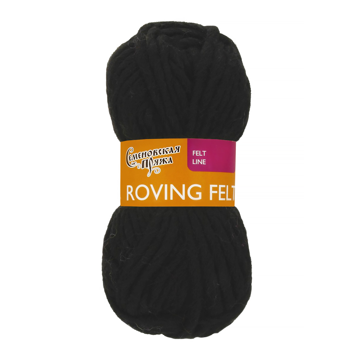 Пряжа Семеновская МШФ _Roving felt (Валя) 100% шерсть 50 г 50 м 0001 ; чёрный Фото 1.
