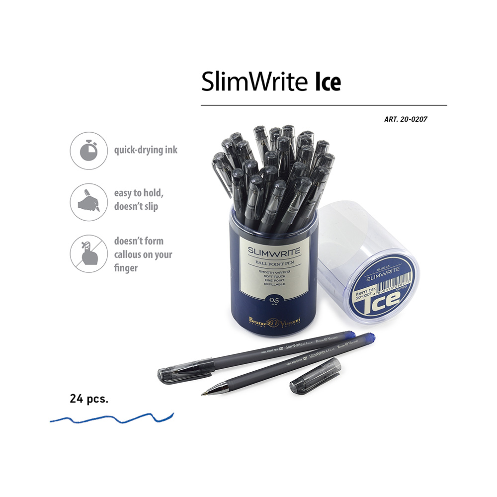 Bruno Visconti ручка шариковая SlimWrite 0.5 мм 20-0207 Ice цвет чернил: синий Фото 2.