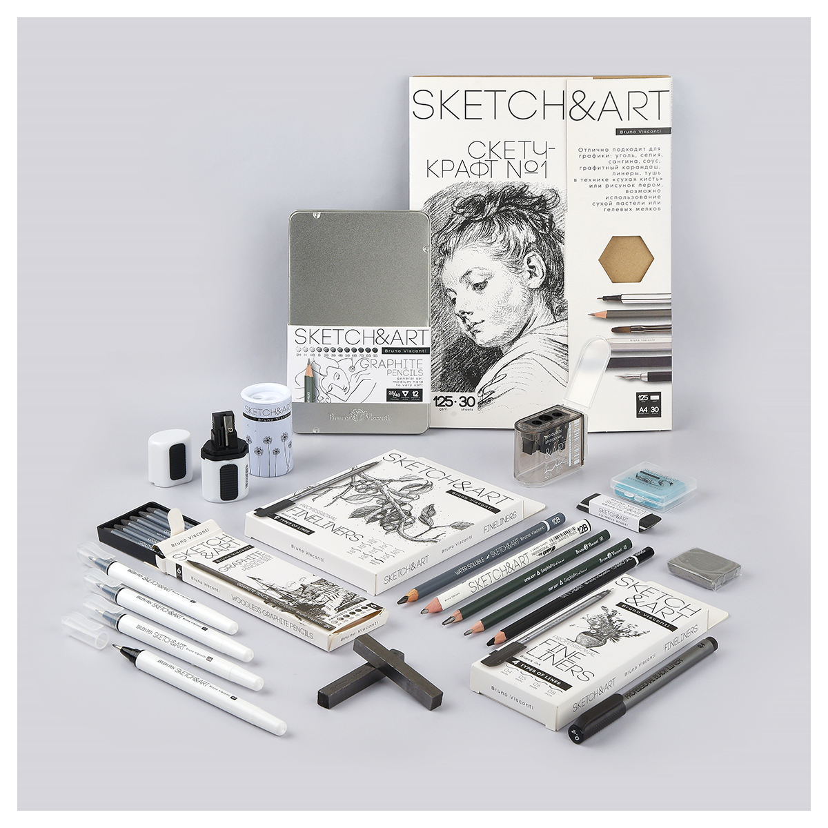 Bruno Visconti Набор чернографитных карандашей SKETCH&ART заточенный 12 шт. ассорти 21-0009 Фото 3.