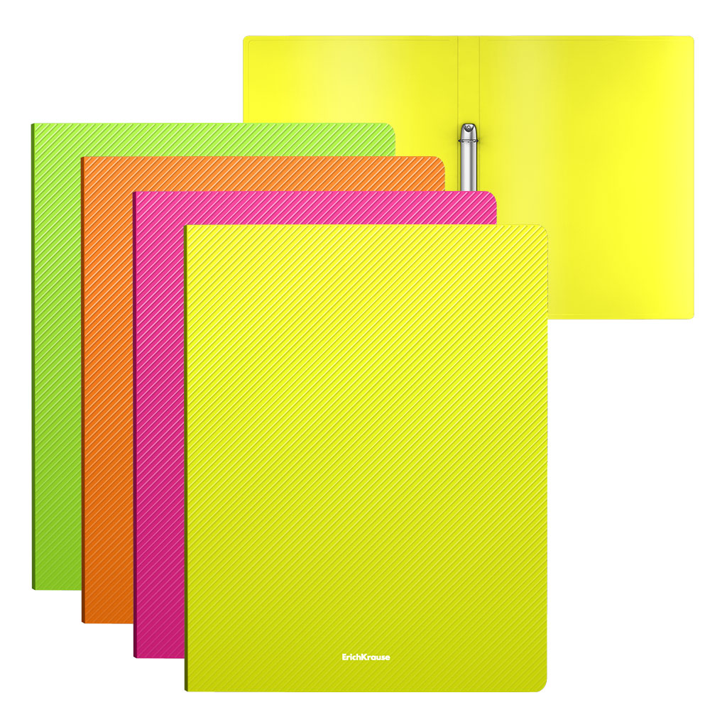ErichKrause Папка на 2 кольцах пластиковая Diagonal Neon A4 ( 25.7х31х7.2 см) в ассортименте 47139 Фото 1.