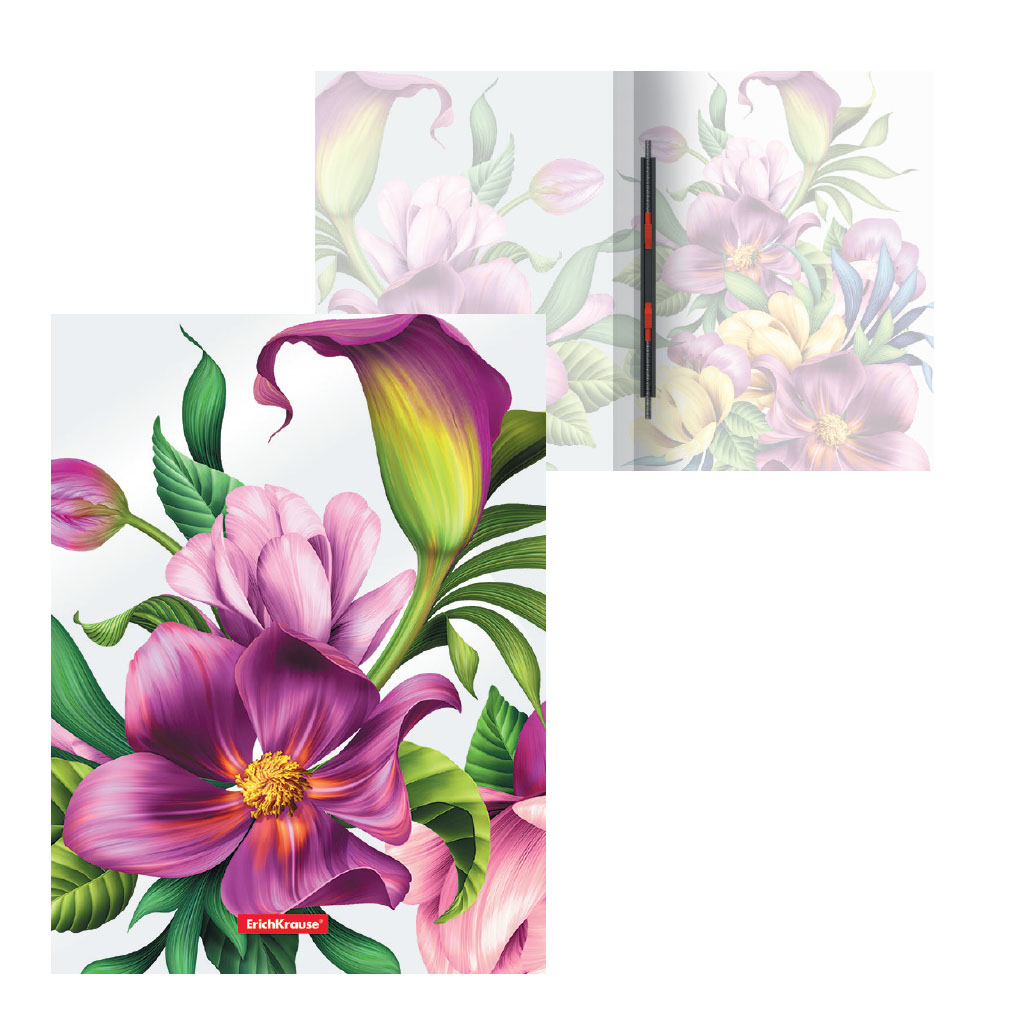 ErichKrause Папка-скоросшиватель пластиковая с пружинным механизмом Tropical Flowers A4 ( 23.2х31х4 см) 49368 Фото 1.