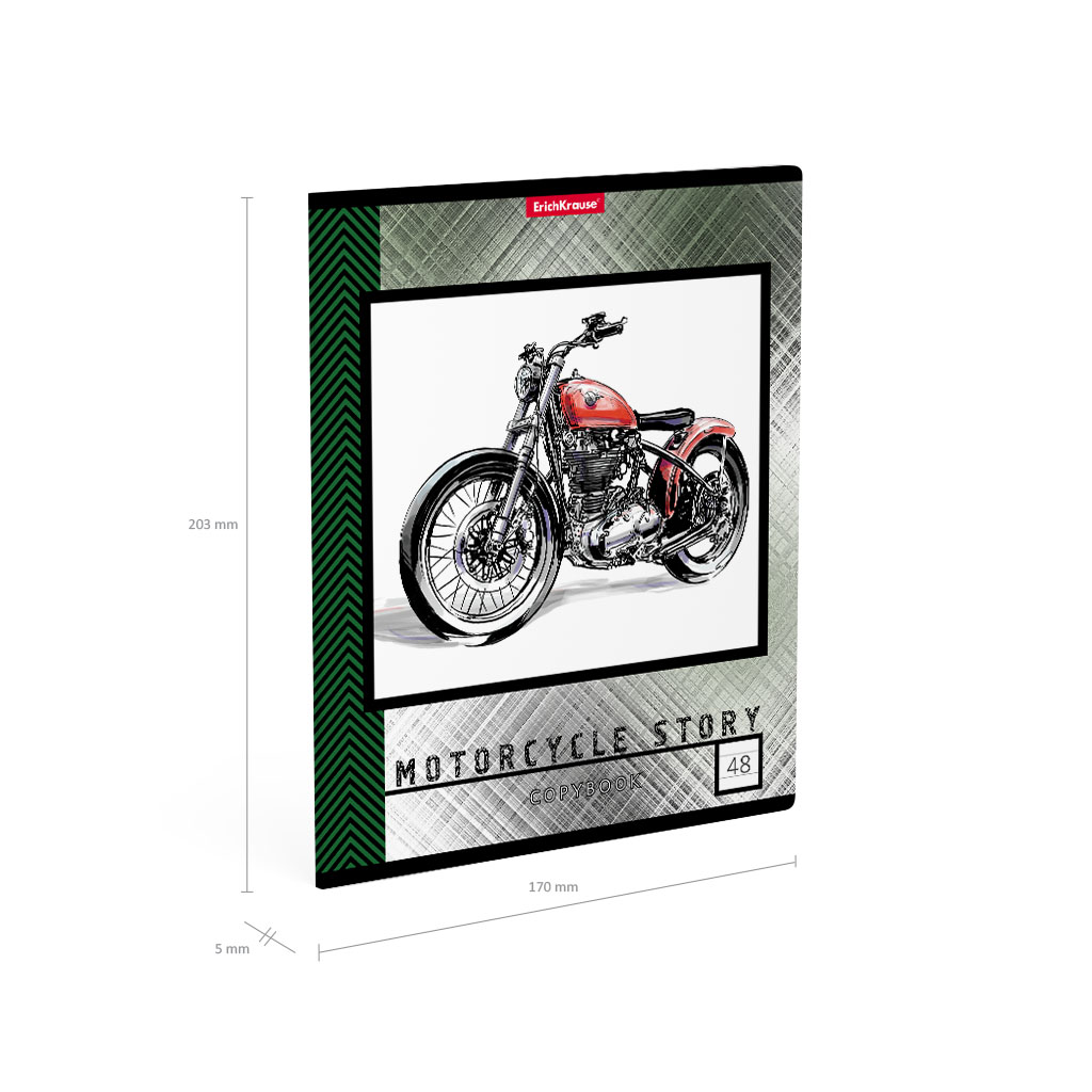 ErichKrause 49644 Тетрадь общая Motorcycle Story A5+ 170х203 мм 48 л. на скрепке 60 г/кв.м линия Фото 9.
