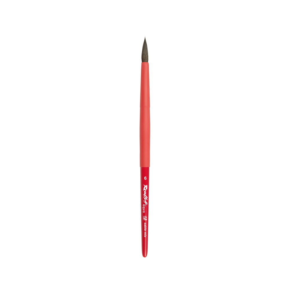 Кисть смешанная Roubloff AqL1-06,05rT Aqua Red round соболь-микс круглая короткая ручка красная короткая ручка soft-touch №06 Фото 1.