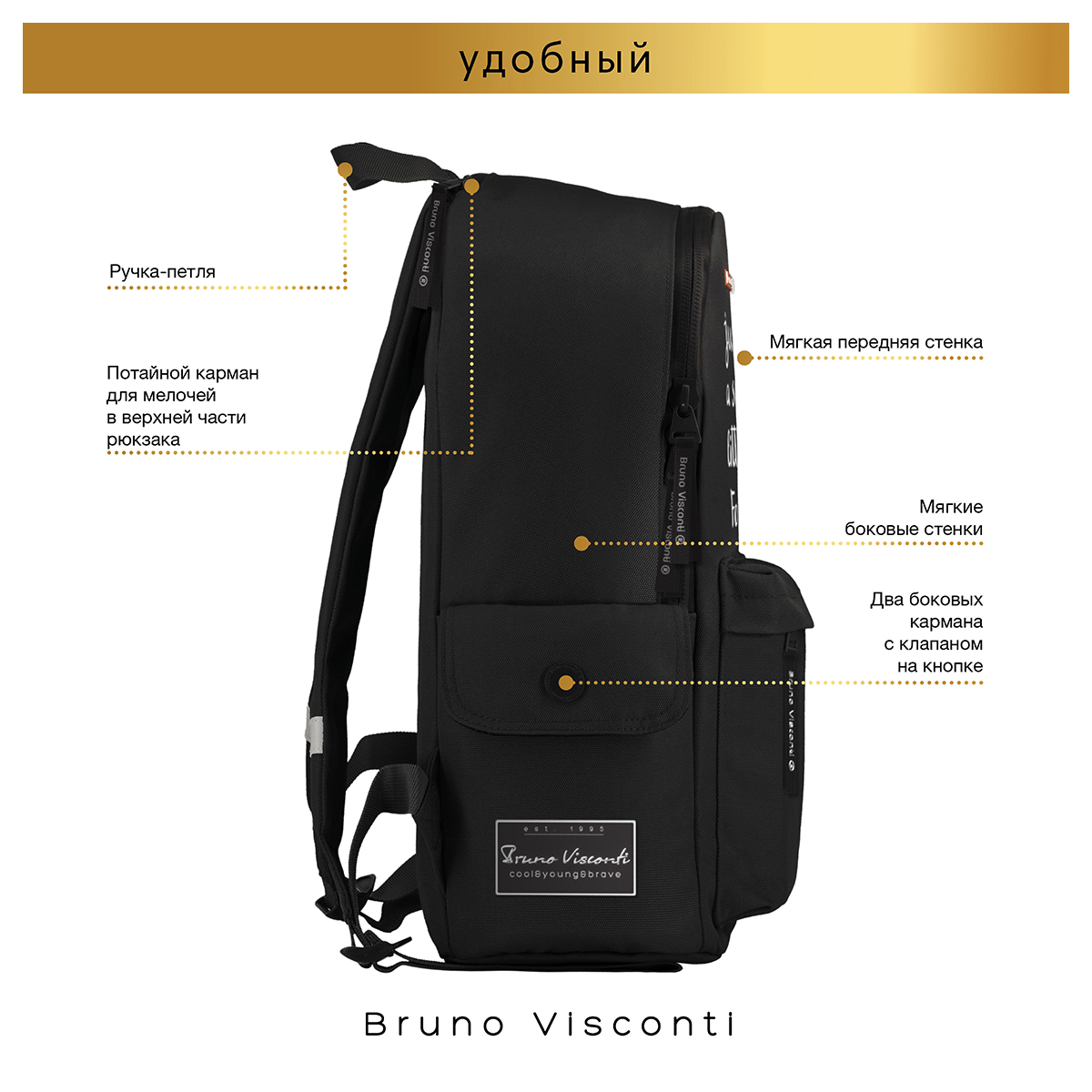 Bruno Visconti Рюкзак молодежный ЛИСИЙ ХВОСТ 40 х 30 х 9 см 12-003-083/01 Фото 9.