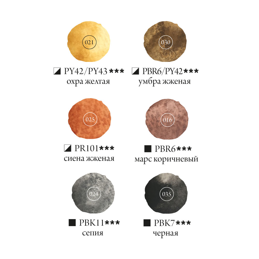 Краска акварель Малевичъ в наборе Frida 6 цв. 12 мл 622917 Browns Фото 2.