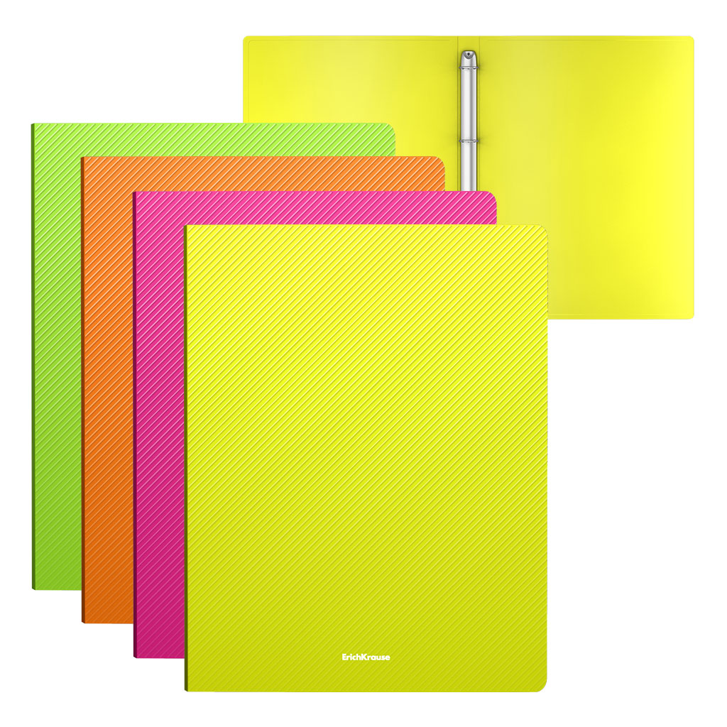 ErichKrause Папка на 4 кольцах пластиковая Diagonal Neon A4 ( 24х31х5.2 см) в ассортименте 47138 Фото 1.