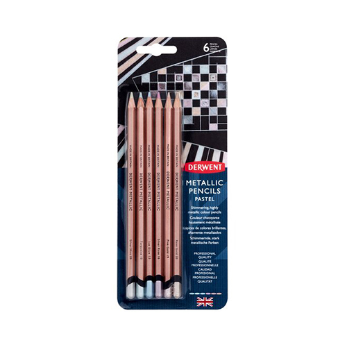 Derwent Набор цветных карандашей Metallic заточенный 6 цв. 6 шт. 2305602 пастельные цвета Фото 1.