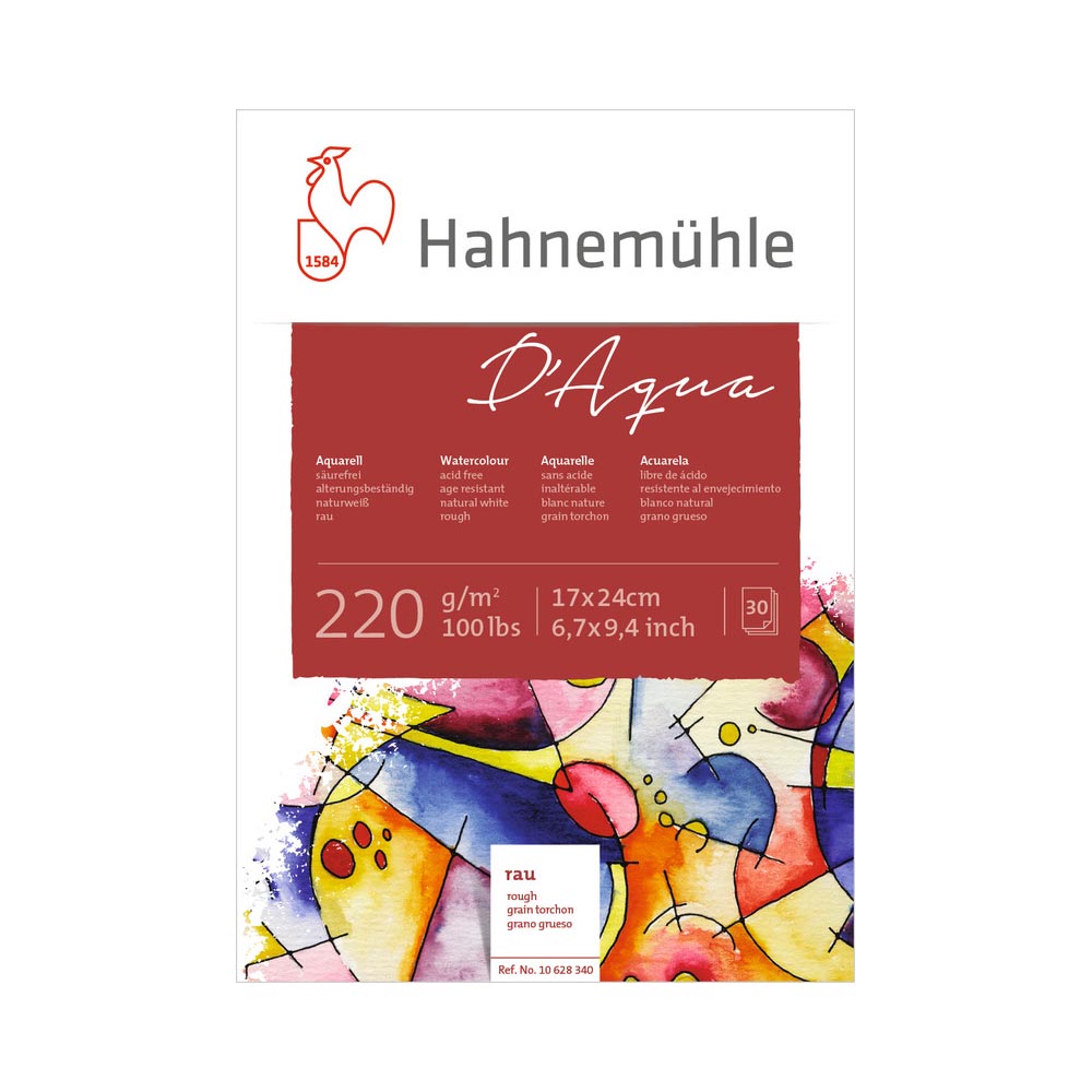 Hahnemuhle Альбом-склейка для акварели D Aqua крупное зерно 100% целлюлоза 220 г/м2 24 х 17 см склейка 30 л. 10628340 крупнозернистая Фото 1.