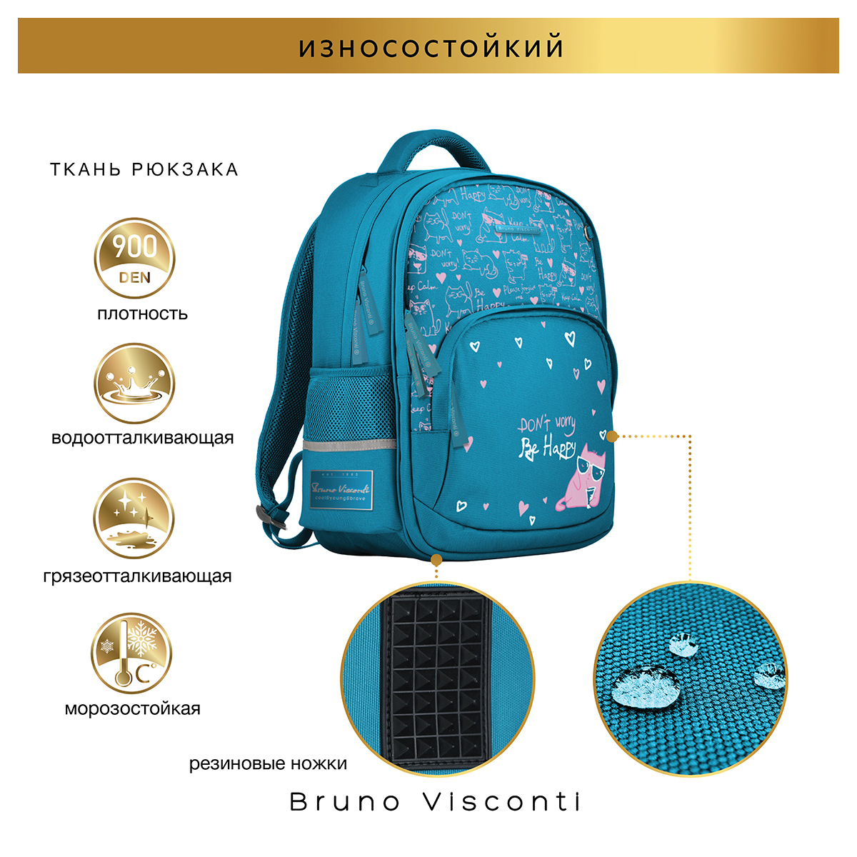 Bruno Visconti Рюкзак с эргономичной спинкой TOON TOWN.КРУТОЙ КОТИК 40 х 30 х 8.5 см 12-002-236/09 Фото 12.