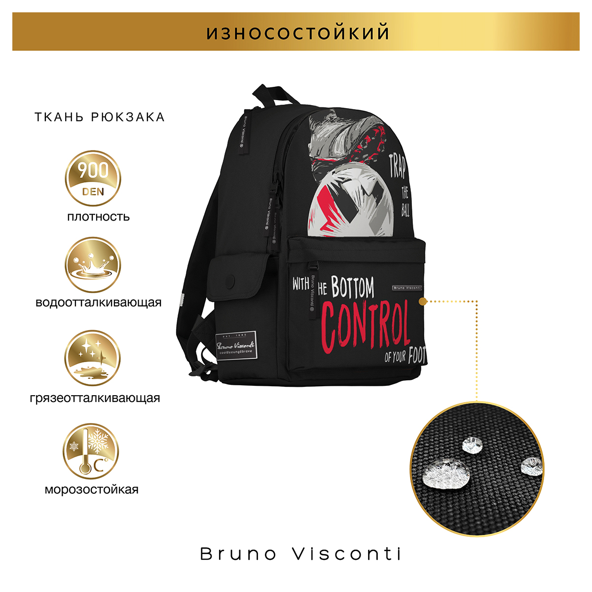 Bruno Visconti Рюкзак молодежный FOOTBALL.BLACK AND WHITE 40 х 30 х 9 см 12-003-163/01 Фото 10.