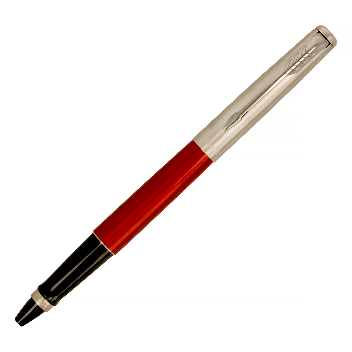 PARKER Ручка-роллер Parker Jotter Kensington Red СТ в подарочной коробке 2089229 серебрянно-красный корпус цвет чернил: черный Фото 2.