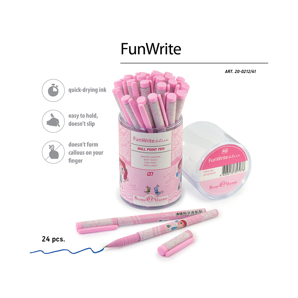 Bruno Visconti ручка шариковая FunWrite 0.5 мм 20-0212/41 Девочка цвет чернил: синий Фото 4.