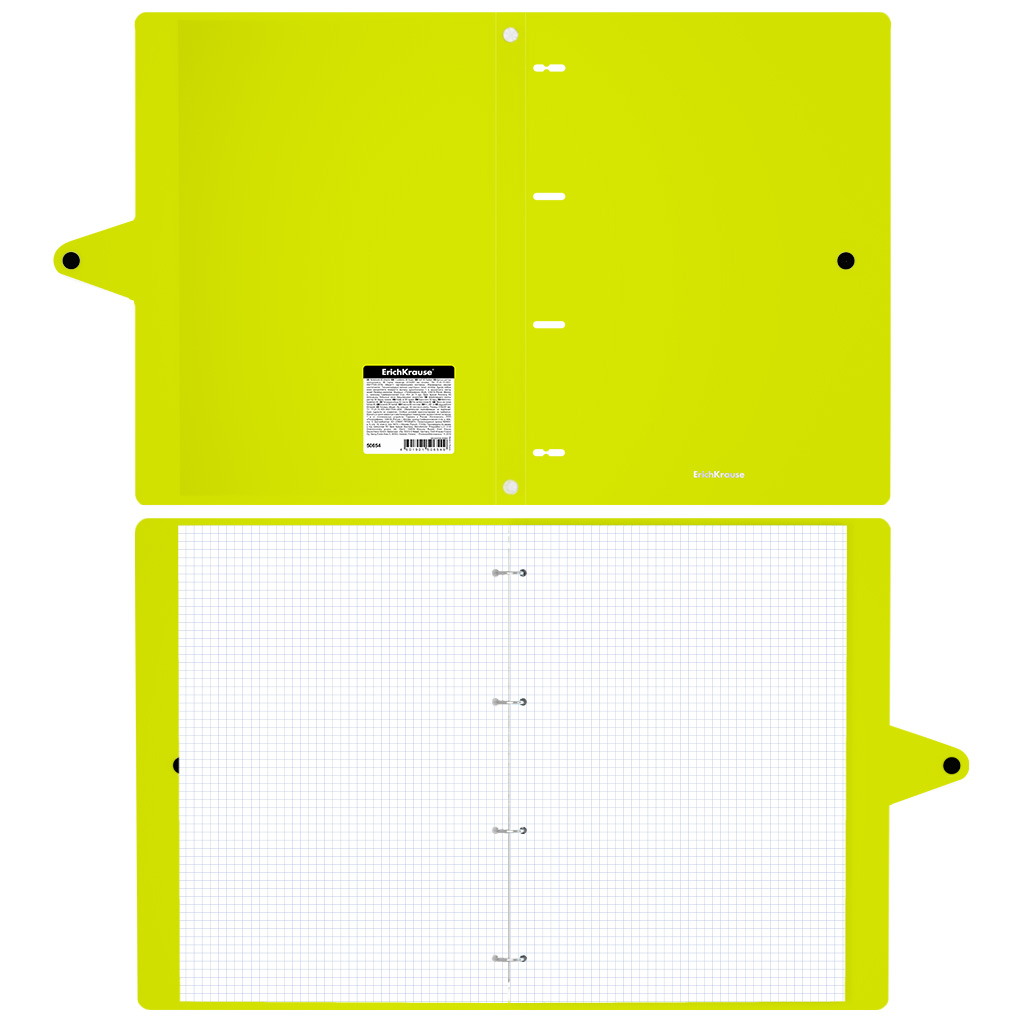 ErichKrause 50654 Тетрадь общая с пластиковой обложкой Neon A4 210х297 мм 80 л. на кольцах 60 г/кв.м клетка Фото 4.