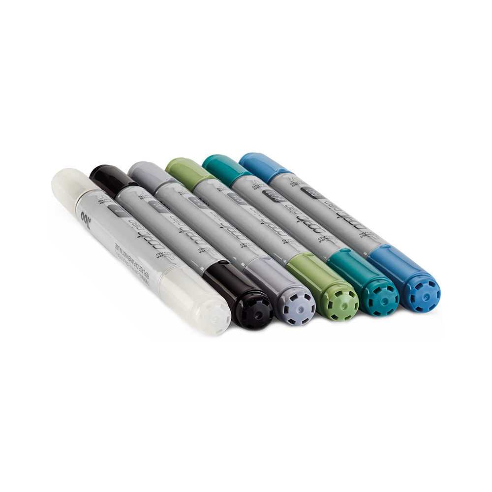 Copic Ciao набор маркеров 1-8 мм 6 цв. кисть/перо скошенное 22075669 океан Фото 2.