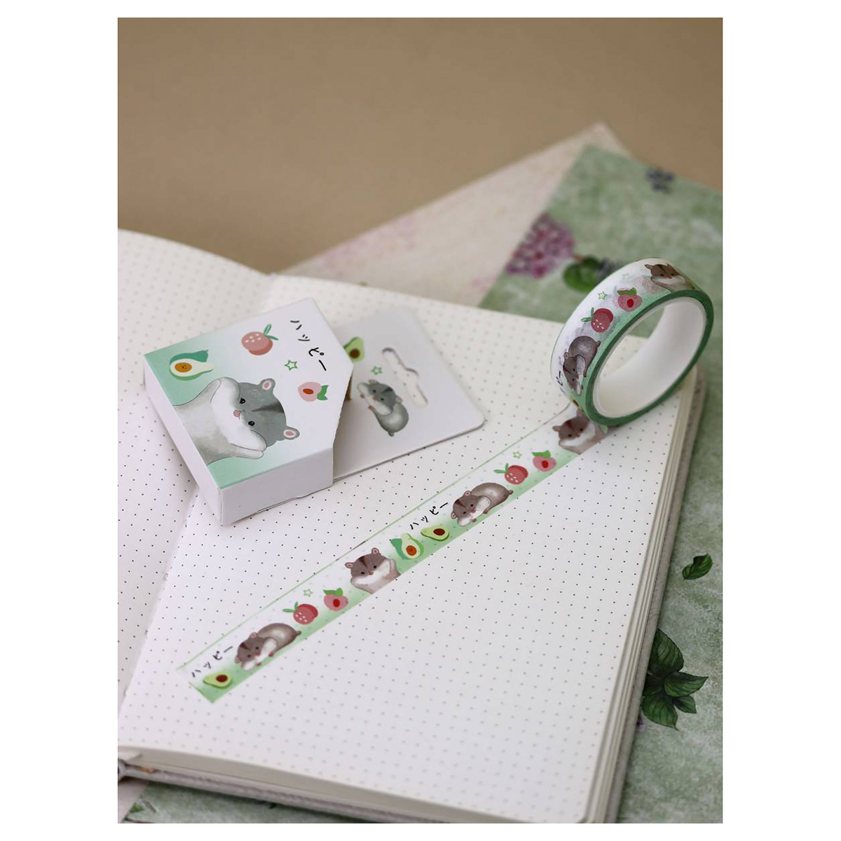 ILIKEGIFT Декоративный скотч 1 см х 5 м 1 шт. Hamster, avocado 601E-03 Фото 3.