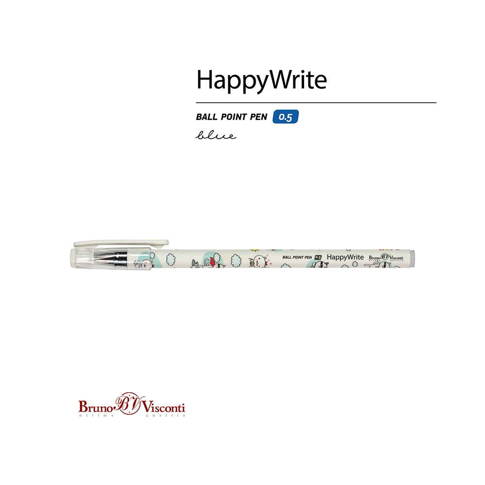 Bruno Visconti ручка шариковая HappyWrite 0.5 мм 20-0215/24 SuperCat цвет чернил: синий Фото 3.