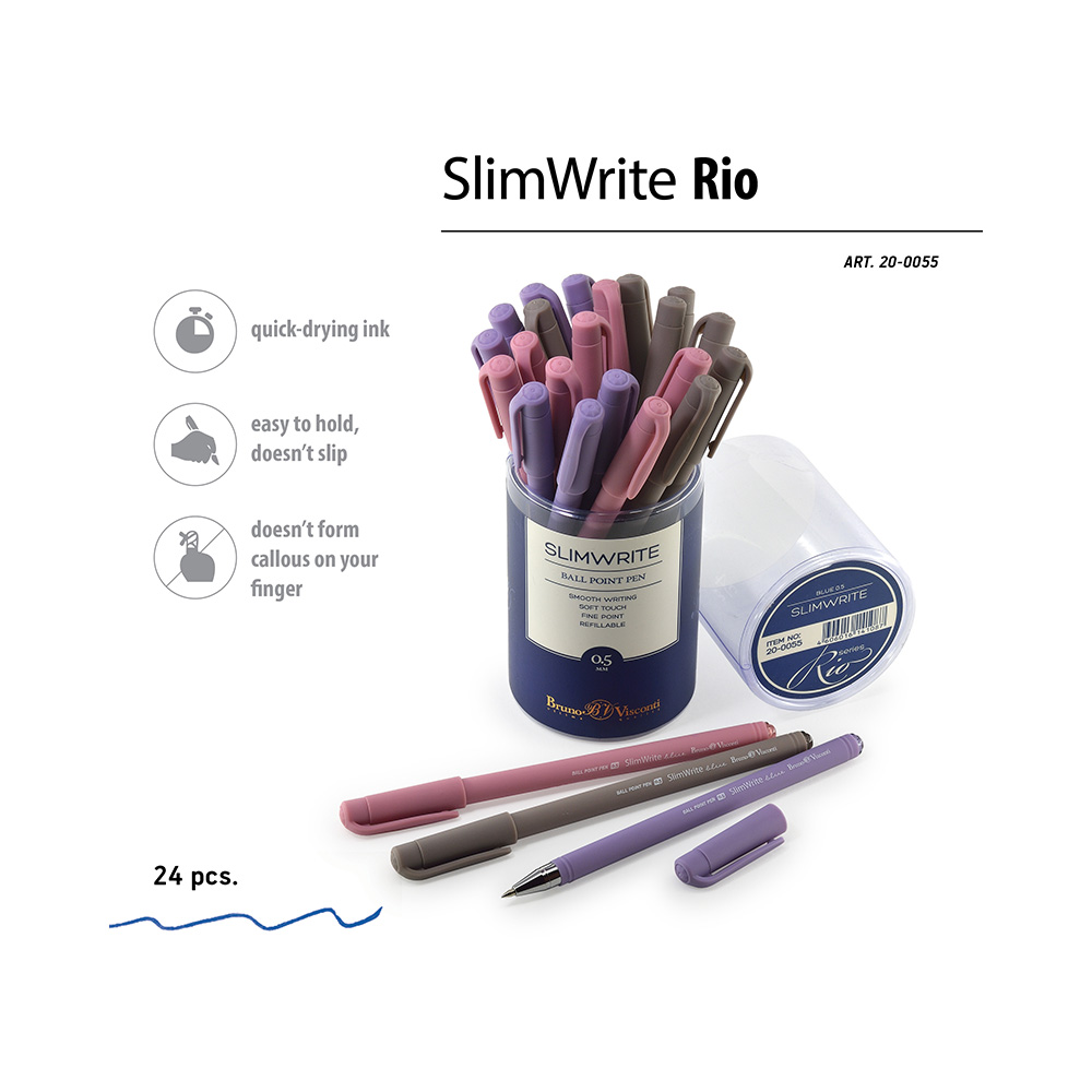 Bruno Visconti ручка шариковая SlimWrite 0.5 мм 20-0055 RIO цвет чернил: синий Фото 2.