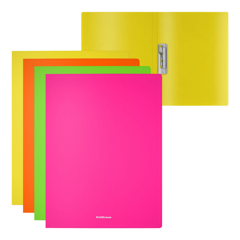 ErichKrause Папка с боковым зажимом пластиковая Matt Neon A4 ( 23.2х31х4 см) в ассортименте 50138 Фото 1.