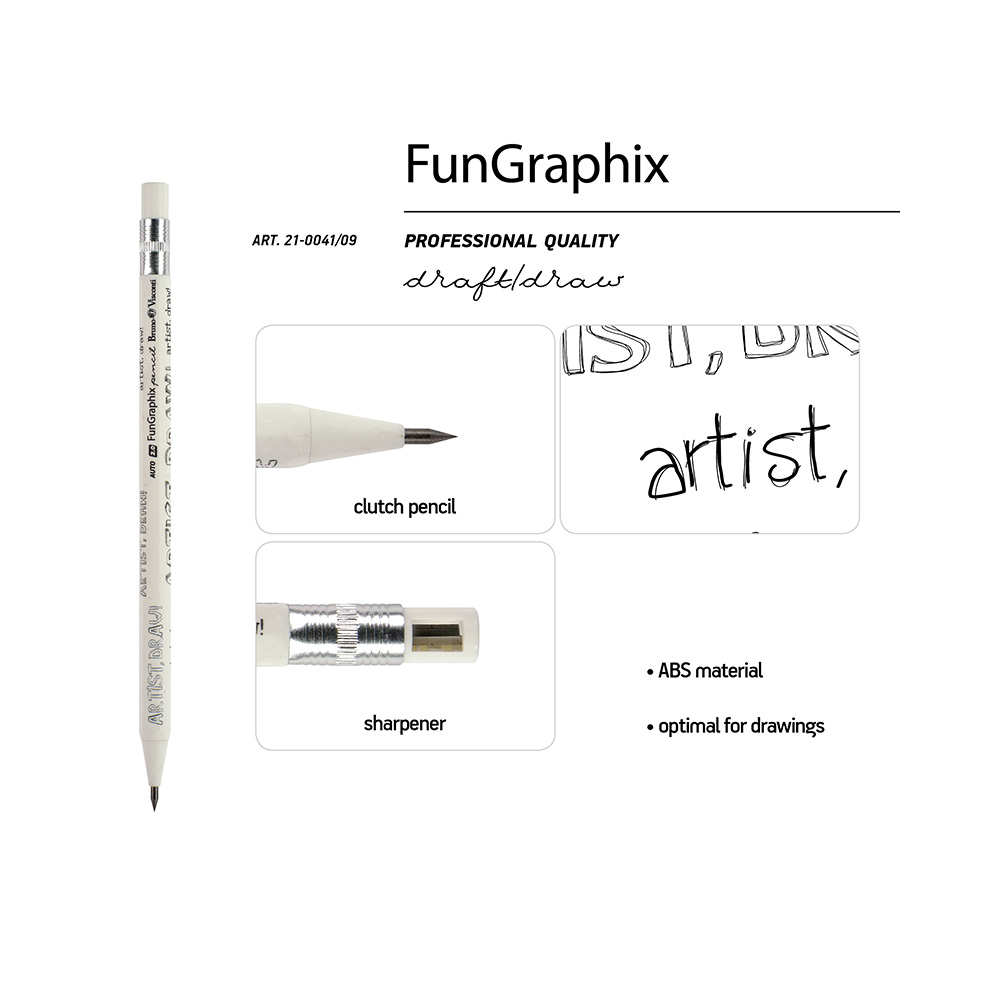Bruno Visconti Карандаш механический цанговый с точилкой FunGraphix 2 мм 21-0041/09 HB Артист Фото 4.