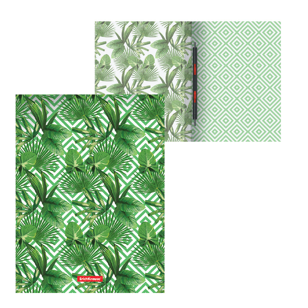 ErichKrause Папка-скоросшиватель пластиковая с пружинным механизмом Tropical Leaves A4 ( 23.2х31х4 см) 49370 Фото 1.