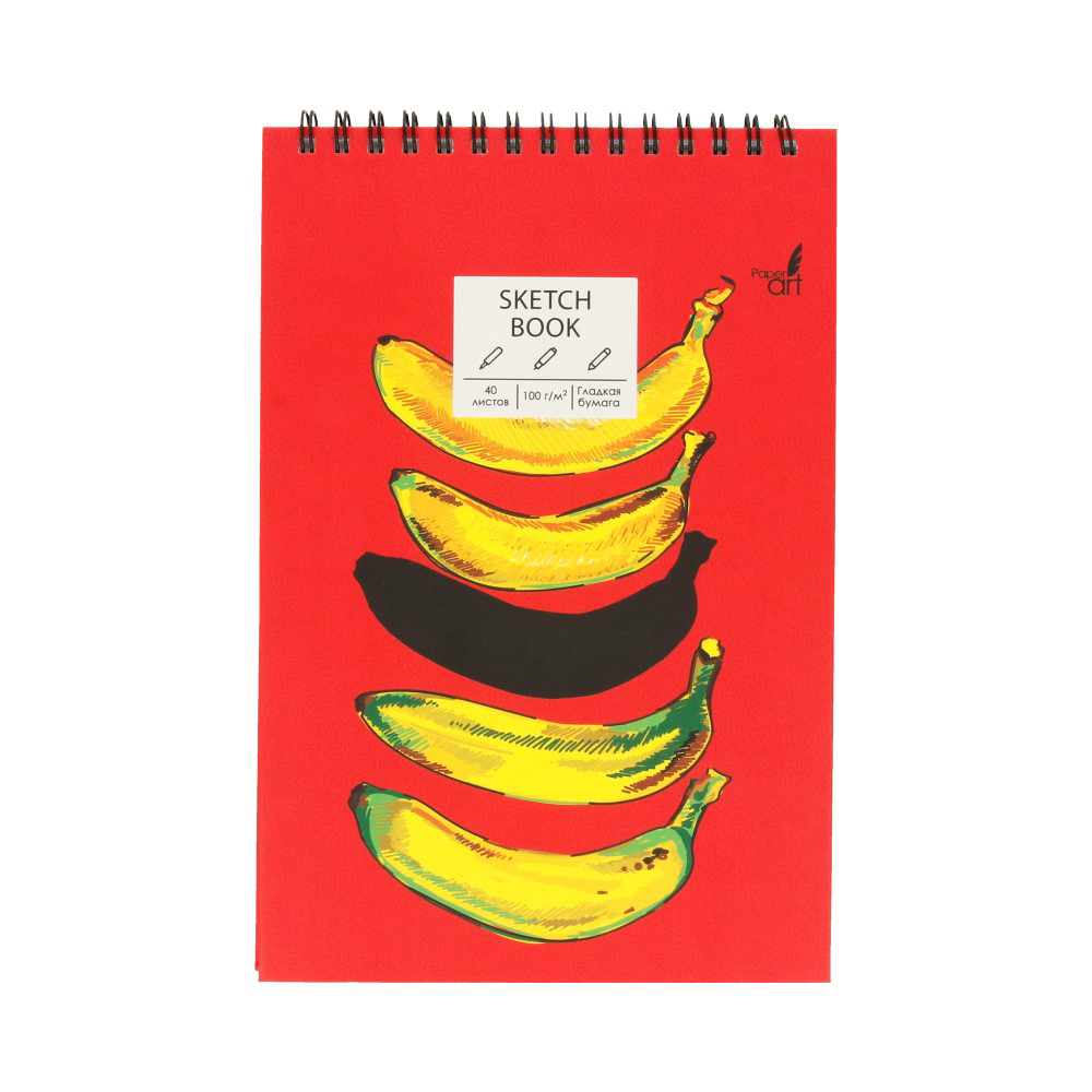 Paper art Альбом для рисования 100 г/м2 14 х 20.8 см на спирали 40 л. ТС5404829 Banana brain Фото 1.