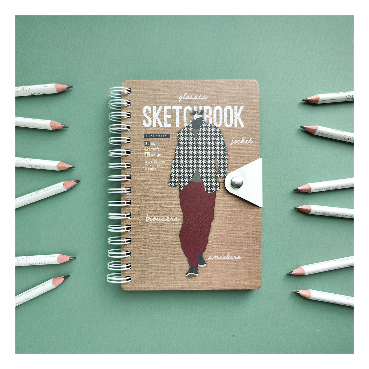 Bruno Visconti 1-530 Sketchbook Bv с хлястиком 80 г/м2 21.5 х 15.5 см на гребне 96 л. Фото 21.