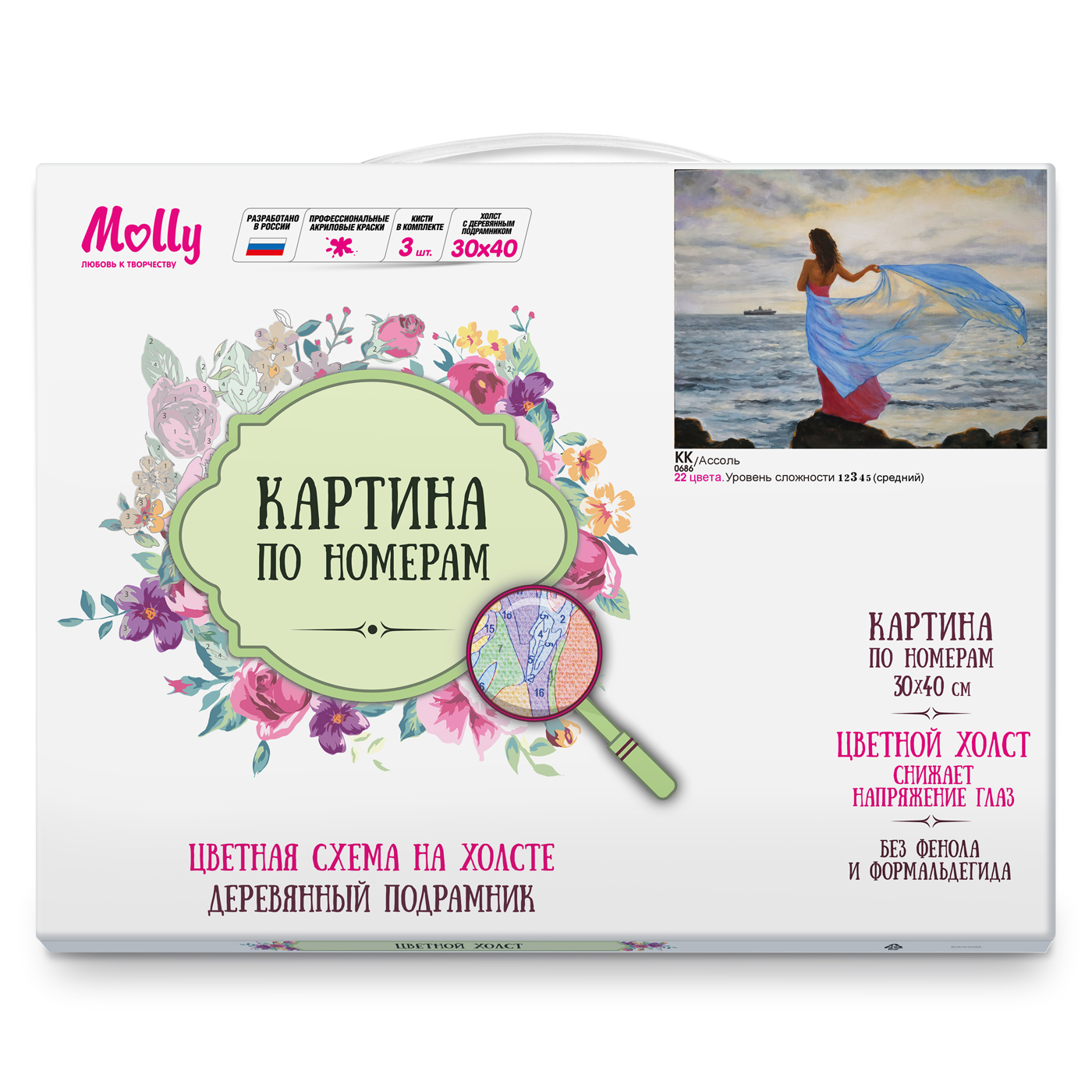 Molly Картина по номерам с цветной схемой на холсте 30 х 40 см Ассоль KK0686 Фото 2.