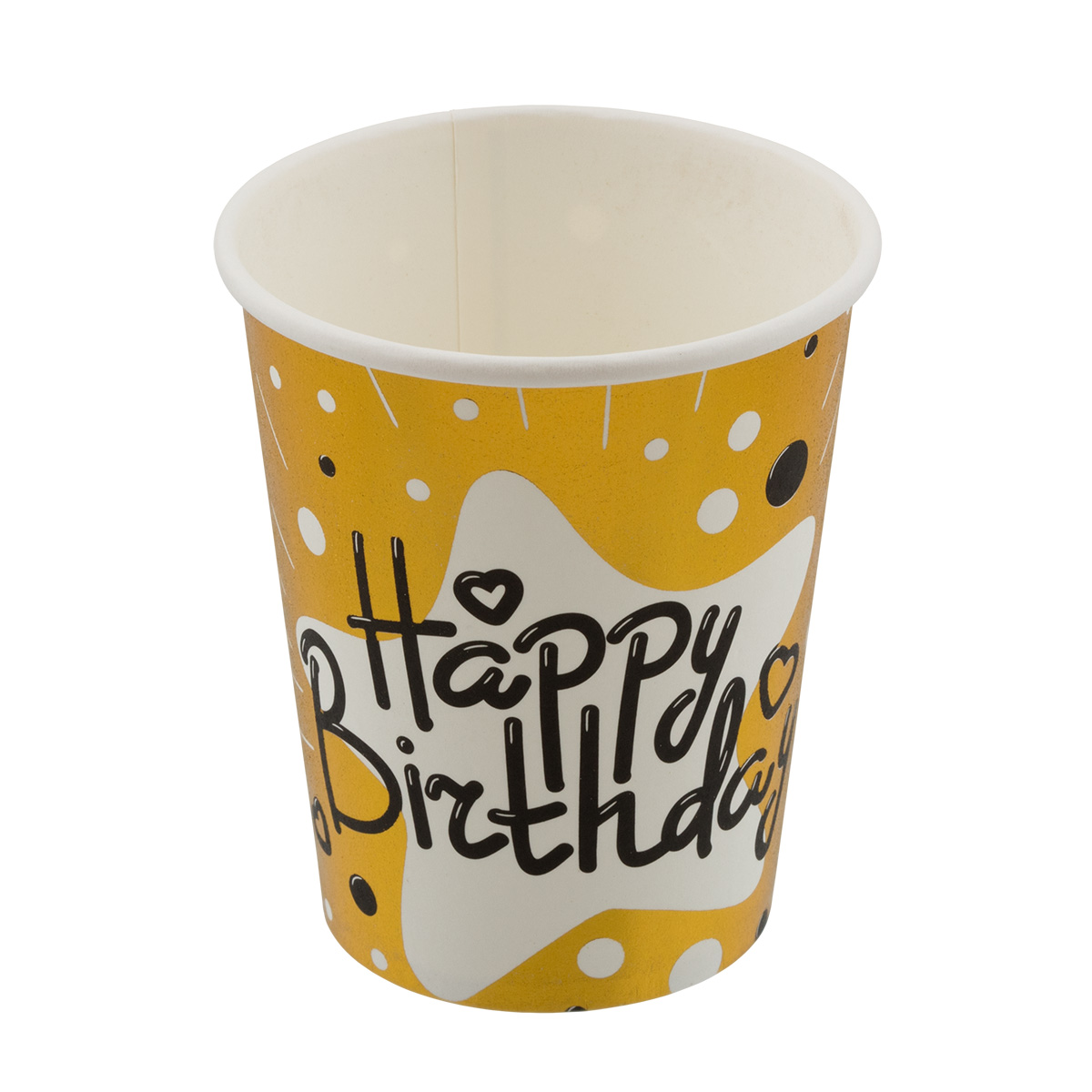 BOOMZEE TSS-04 Стаканы бумажные 250 мл 6 шт. 02_Happy birthday под золото Фото 1.