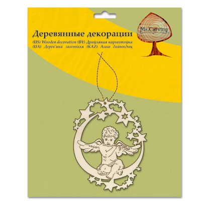 Заготовка для декорирования Mr. Carving AD-039 ангел на луне дерево 9 х . Фото 2.