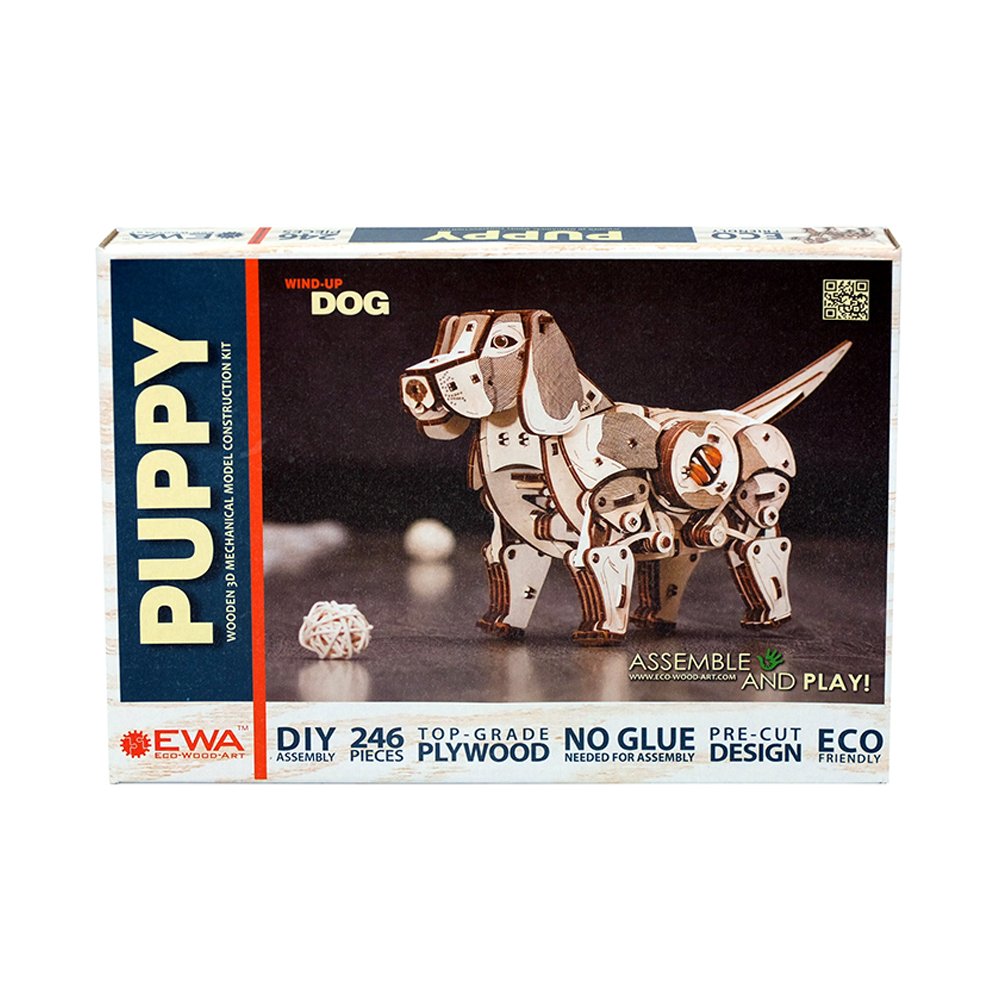Eco Wood Art Конструктор деревянный 3D Механический щенок Puppy Epup Фото 2.