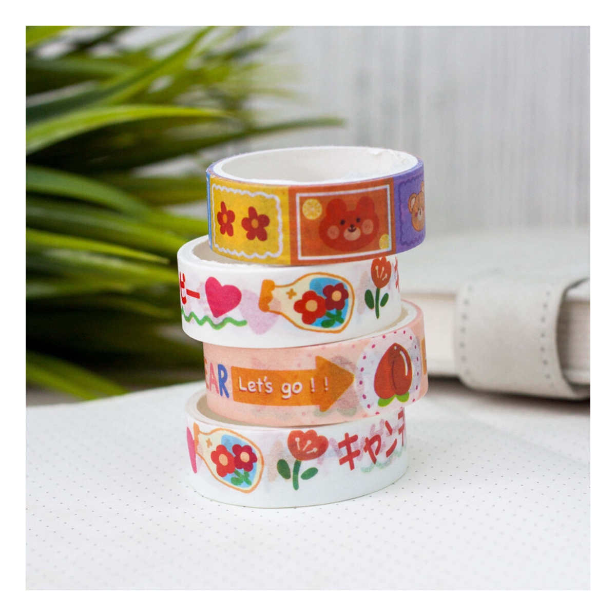 ILIKEGIFT Набор декоративного скотча 4шт в уп. 1 см х 2 м 4 шт. Cute cartoon Bear, yellow 612-01 Фото 2.