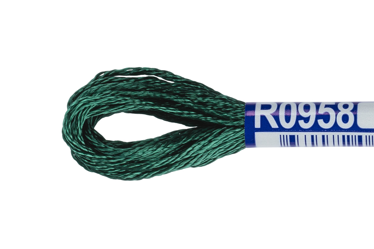 Нитки для вышивания Gamma мулине 100% вискоза 8 м R0958 т.серо-зеленый Фото 2.