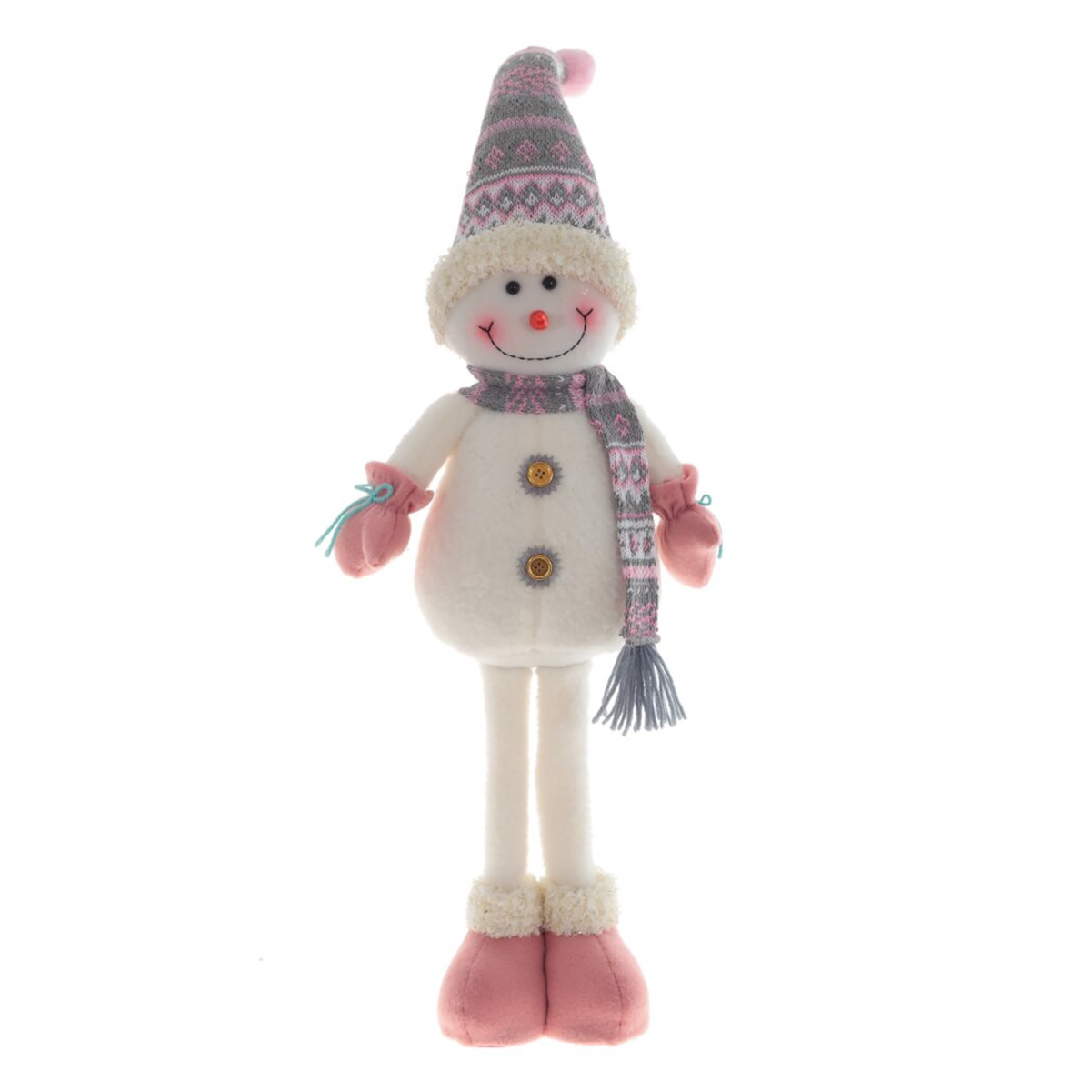 792885 Игрушка набивная Снеговик 19 х 10 х 69 см Белый, Розовый Фото 2.