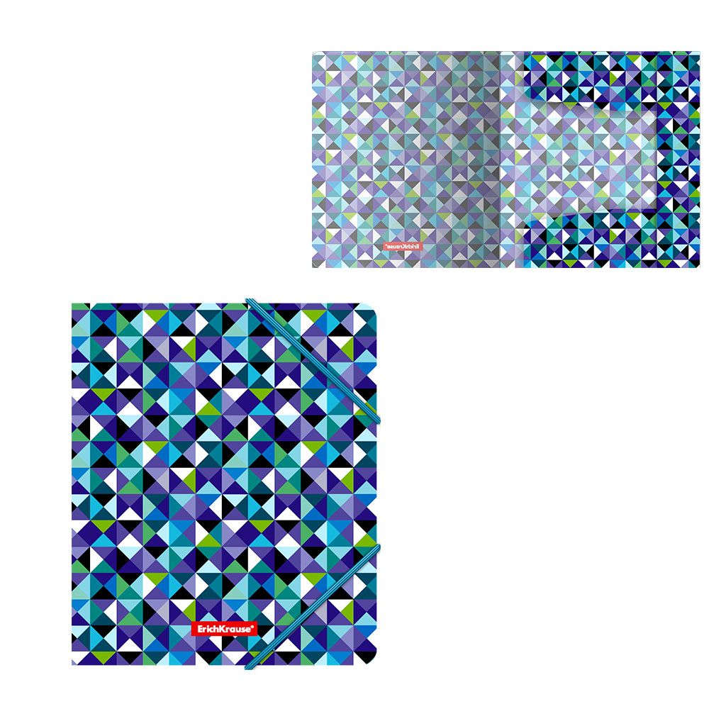 ErichKrause Папка на резинках пластиковая Cubes A5+ ( 22х19.7х2 см) 47212 Фото 1.
