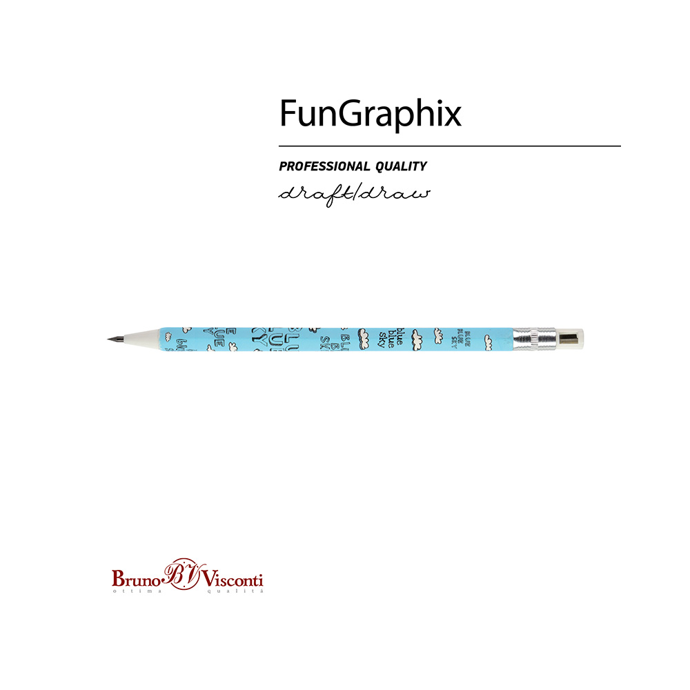 Bruno Visconti Карандаш механический цанговый с точилкой FunGraphix 2 мм 21-0041/11 HB Синее небо Фото 3.