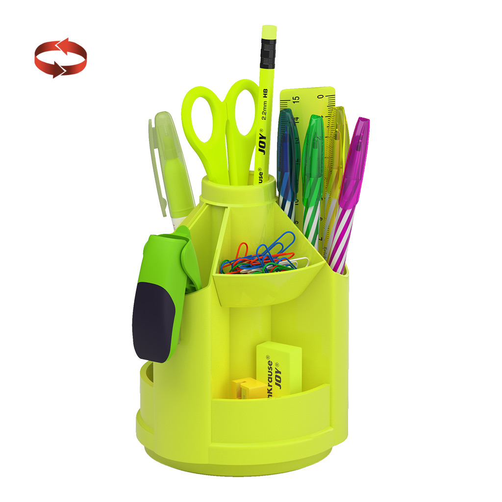 ErichKrause Набор настольный на вращающейся подставке Mini Desk, Neon Solid 53230 желтый Фото 1.