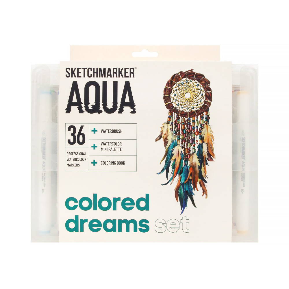 SKETCHMARKER Набор акварельных маркеров Aqua Pro 1-3 мм 36 цв. кисть Фото 1.