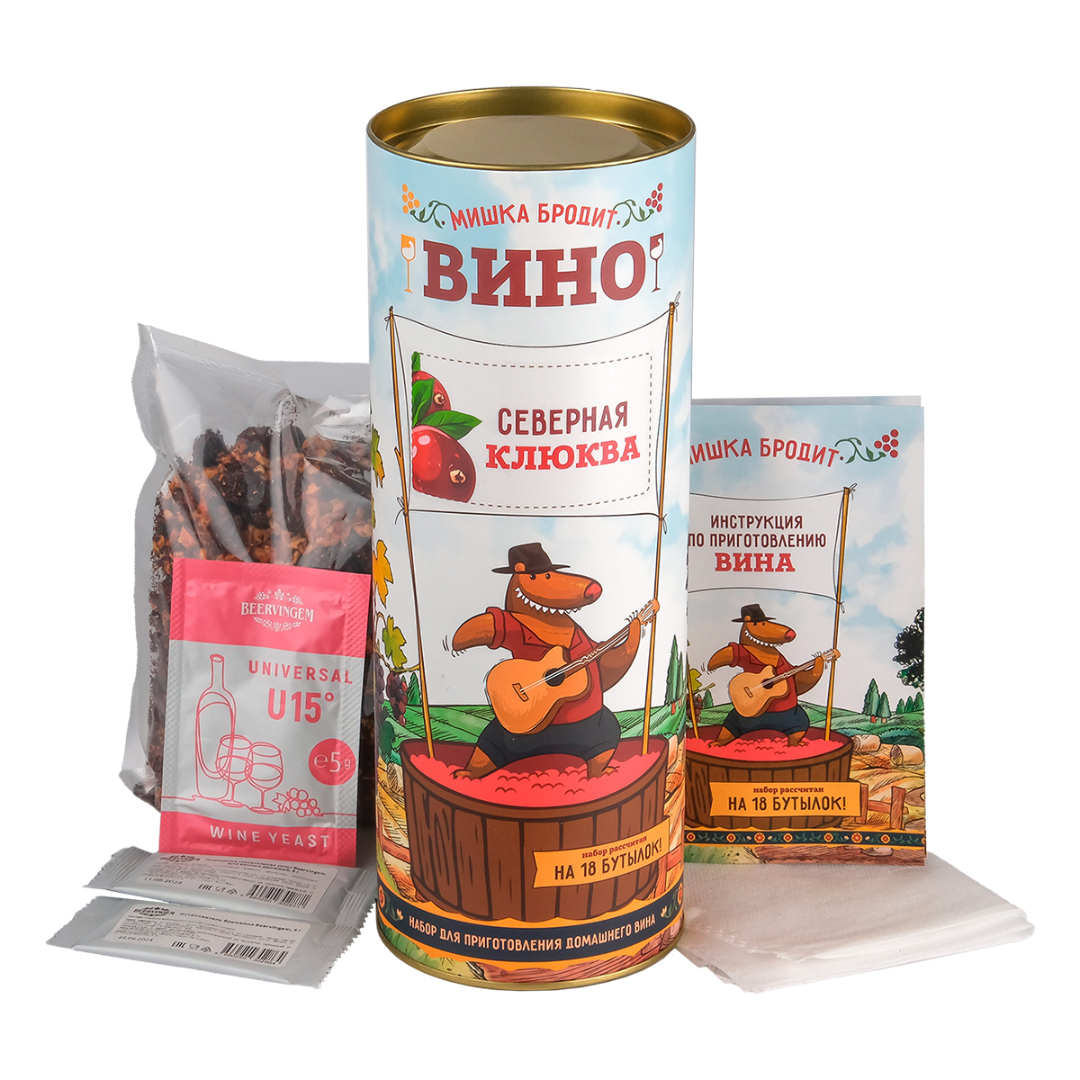 Алхимия вкуса Набор для приготовления вина Мишка бродит 701 г Северная клюква a21804 Фото 2.