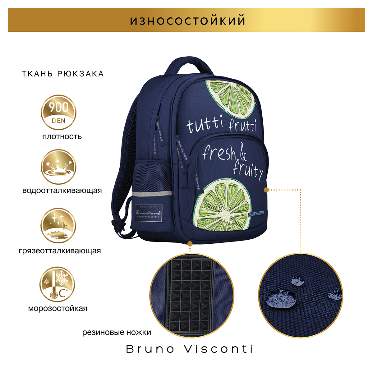 Bruno Visconti Рюкзак с эргономичной спинкой FRESH & FRUITY.ЛАЙМ 40 х 30 х 8.5 см 12-002-216/02 Фото 10.