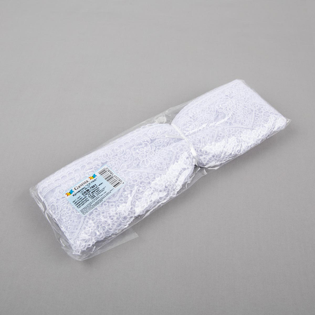 Кружево Gamma сетка 78 мм GKM-7801 Турция TL001WH белый Фото 2.