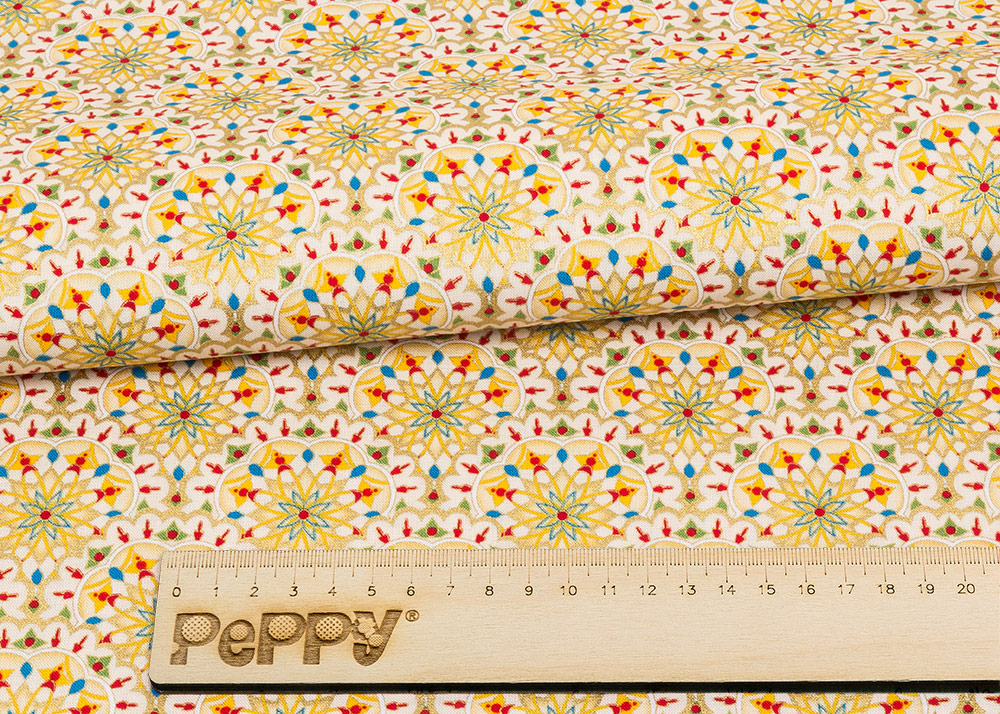 Ткань для пэчворка PEPPY ИНДИЙСКОЕ САРИ 50 x 55 см 146 г/кв.м ± 5 100% хлопок ИС-11 кремовый Фото 2.