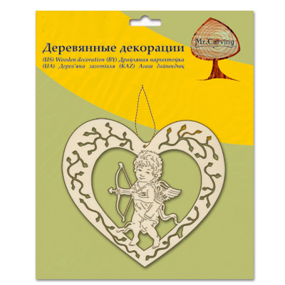Заготовка для декорирования Mr. Carving AD-058 ангел в сердце фанера 15 х . Фото 2.