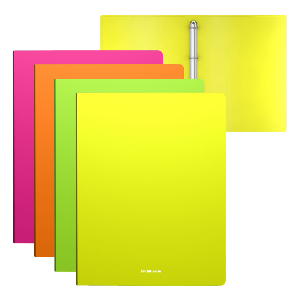 ErichKrause Папка на 4 кольцах пластиковая Matt Neon A4 ( 24х31х5.4 см) в ассортименте 49975 Фото 1.