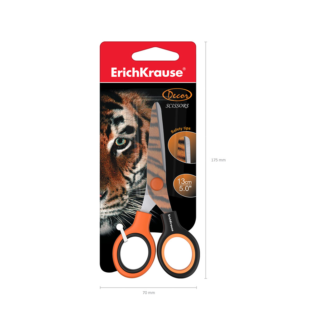 ErichKrause Ножницы Junior с принтом на лезвиях 13 см Decor Tiger 14599 Фото 4.